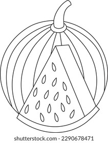 Outline Watermelon vector for Kids