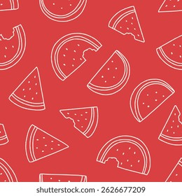 Outline Watermelon Vector Seamless Pattern Background for Surface Print Fabric Fashion Wrapping
