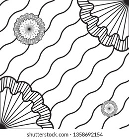 Outline wave abstract background and stroke Flower concept. pattern with line and flower style template. thin line vector, illustration.