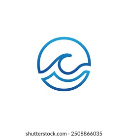 Outline wave in circle for beach theme business logo