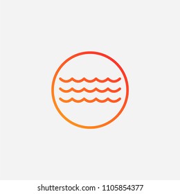 Outline wave icon,gradient illustration,vector sea sign symbol