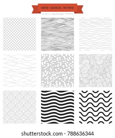 Outline waves, geometrical seamless patterns with transparent background. Can be used for wallpaper, web page, prints.