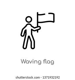 outline waving flag vector icon. isolated black simple line element illustration from communications concept. editable vector stroke waving flag icon on white background