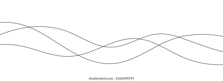 Outline wavy horizontal divider abstract background vector illustration isolated on white background