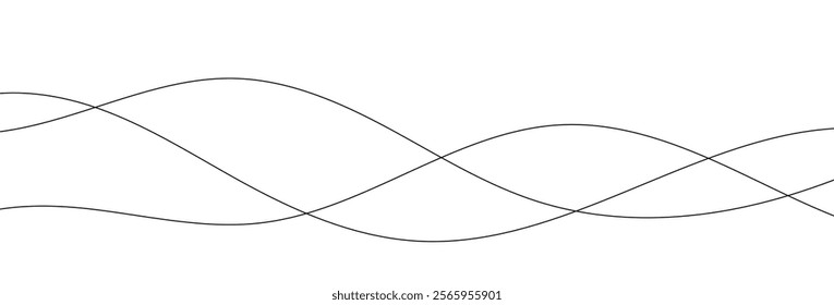 Outline wavy horizontal divider abstract background vector illustration isolated on white background.