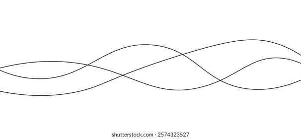 Outline wavy horizontal divider abstract background vector illustration isolated on white background
