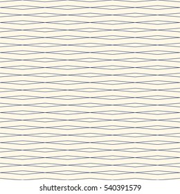 Outline wavy horizontal repeated lines abstract background. Seamless pattern with thin striped geometric ornament. Can be used for digital paper, textile print, page fill. Vector illustration