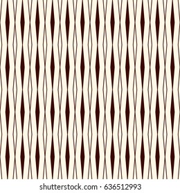 Outline wavy vertical repeated lines abstract background. Seamless pattern with thin striped geometric ornament. Can be used for digital paper, textile print, page fill. Vector illustration