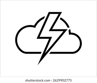 Outline weather clipart isolated Doodle cloud with bolt art sketch Vector stock illustration