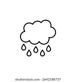 Outline Weather Icon Of Fluffy Cloud Releasing Fresh Clean Rain