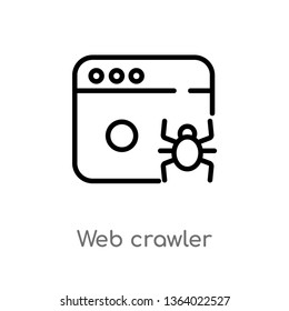 outline web crawler vector icon. isolated black simple line element illustration from user interface concept. editable vector stroke web crawler icon on white background