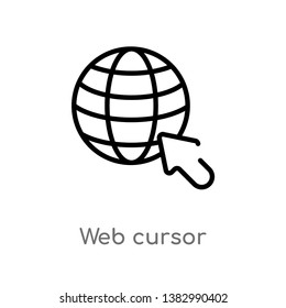 outline web cursor vector icon. isolated black simple line element illustration from marketing concept. editable vector stroke web cursor icon on white background
