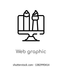 outline web graphic vector icon. isolated black simple line element illustration from marketing concept. editable vector stroke web graphic icon on white background