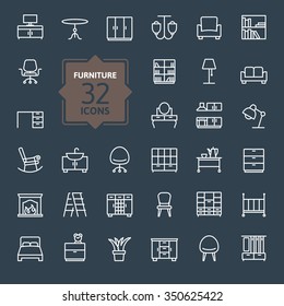 Outline web icon collection - furniture