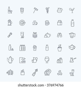 Outline web icon set - drink (coffee, tea, alcohol)