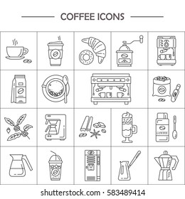 Set of coffee elements collection. Coffee supplies icons. make