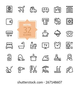 Outline web icon set - Hotel services