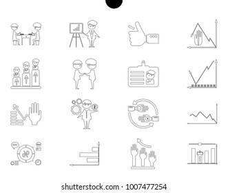 Outline web icon set - money, finance, payments with humans silhouette in black white