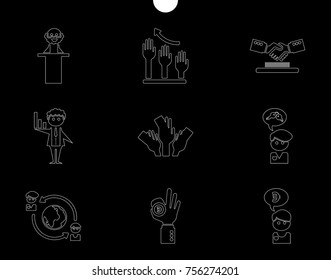 Outline web icon set - money, finance, payments withhumans silhouette