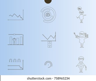 Outline web icon set - money, finance, payments withhumans silhouette