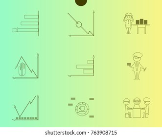 Outline web icon set - money, finance, payments withhumans silhouette