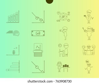 Outline web icon set - money, finance, payments withhumans silhouette