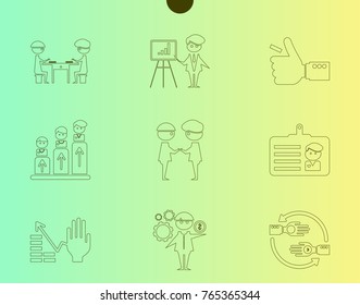 Outline web icon set - money, finance, payments withhumans silhouette