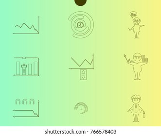 Outline web icon set - money, finance, payments withhumans silhouette