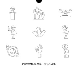 Outline web icon set - money, finance, payments with humans silhouette in black white