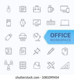 Outline web icon set - office workspace