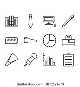 Outline web icon set - office equipment.
