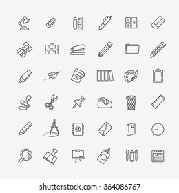 Outline web icon set - office stationery