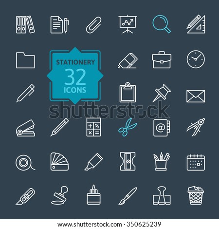 Outline web icon set -  office stationery