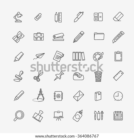 Outline web icon set - office stationery