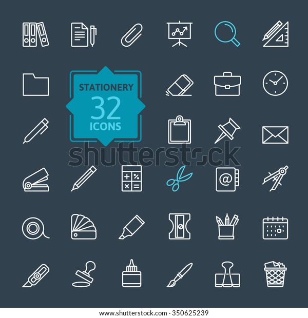Outline web icon set - \
office stationery