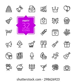 Outline Web Icon Set - Party, Birthday, Holidays