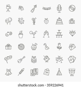 Outline Web Icon Set - Party, Birthday, Holidays