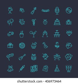 Outline web icon set - Party, Birthday, Holidays