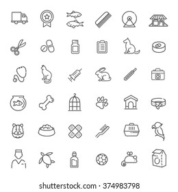 Outline web icon set - pet, vet, pet shop, types of pets