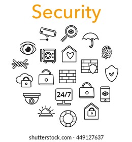Outline web icon set - Security.