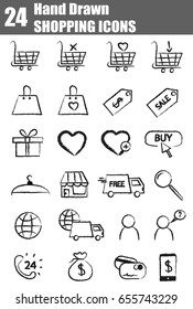 Outline Web icon set. Shopping icon set Hand drawn.