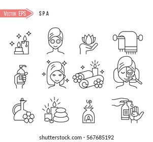 Outline web icon set - Spa & Beauty
