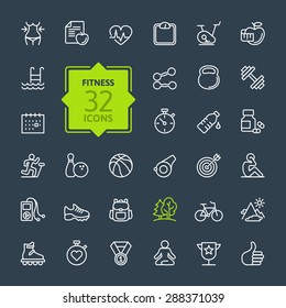 Outline web icon set - sport and fitness