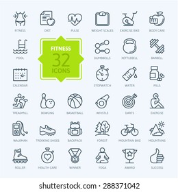 Outline web icon set - sport and fitness