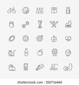 Outline web icon set - sport and fitness