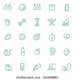 Outline web icon set - sport and fitness