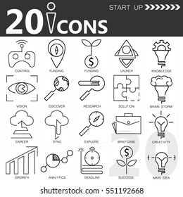 Outline web icon set - start-up project