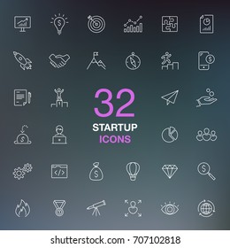 Outline web icon set. Start-up business idea.