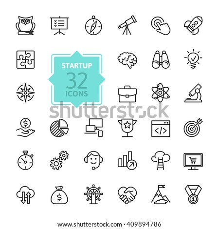 Outline web icon set - start-up project