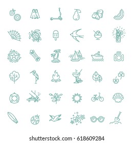 Outline web icon set - summer, vacation, beach